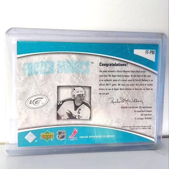 Patrick Marleau Upper Deck Ice Frozen Fabrics: San Jose Sharks - Jersey Card - Picture 2 of 2